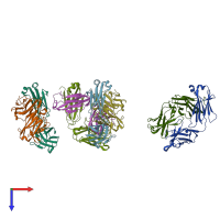 PDB entry 3j2x coloured by chain, top view.