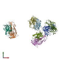 PDB entry 3j2y coloured by chain, front view.