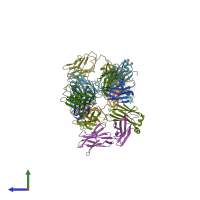 PDB entry 3j2y coloured by chain, side view.