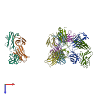 PDB entry 3j2y coloured by chain, top view.