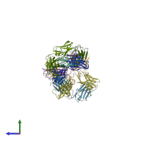 PDB entry 3j2z coloured by chain, side view.