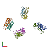 PDB entry 3j30 coloured by chain, front view.