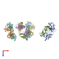 PDB entry 3j30 coloured by chain, top view.