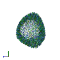 PDB entry 3j3q coloured by chain, side view.