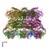 PDB entry 3j3s coloured by chain, top view.