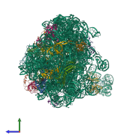 PDB entry 3j3w coloured by chain, side view.