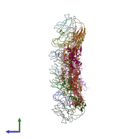 PDB entry 3j40 coloured by chain, side view.