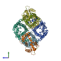 PDB entry 3j41 coloured by chain, side view.