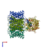 PDB entry 3j41 coloured by chain, top view.