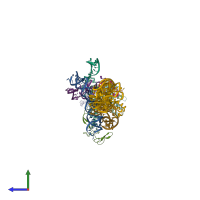 PDB entry 3j45 coloured by chain, side view.