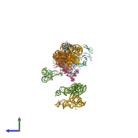 PDB entry 3j46 coloured by chain, side view.