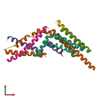 PDB entry 3j47 coloured by chain, front view.