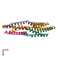 PDB entry 3j47 coloured by chain, top view.