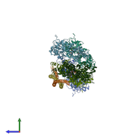 PDB entry 3j4k coloured by chain, side view.