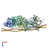 PDB entry 3j4k coloured by chain, top view.