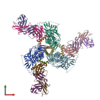 PDB entry 3j5m coloured by chain, front view.