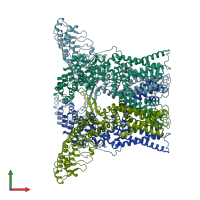 PDB 3j5p coloured by chain and viewed from the front.