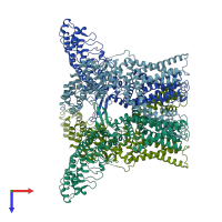 PDB entry 3j5p coloured by chain, top view.