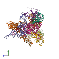 PDB entry 3j5s coloured by chain, side view.