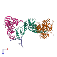 PDB entry 3j5y coloured by chain, top view.