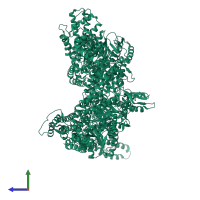 PDB entry 3j68 coloured by chain, side view.