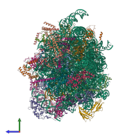 PDB entry 3j6b coloured by chain, side view.