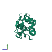 PDB entry 3j6k coloured by chain, side view.