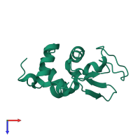 PDB entry 3j6k coloured by chain, top view.