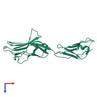 PDB entry 3j6o coloured by chain, top view.