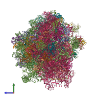 PDB entry 3j77 coloured by chain, side view.