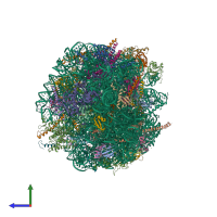 PDB entry 3j7q coloured by chain, side view.