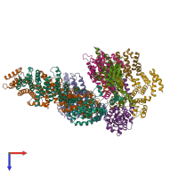 PDB entry 3j8c coloured by chain, top view.