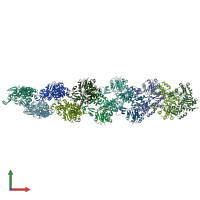 PDB entry 3j8j coloured by chain, front view.