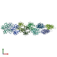 PDB entry 3j8k coloured by chain, front view.