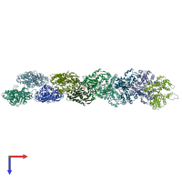 PDB entry 3j8k coloured by chain, top view.