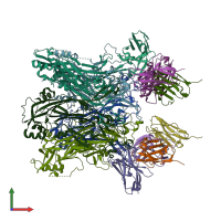PDB entry 3j8v coloured by chain, front view.
