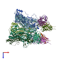 PDB entry 3j8v coloured by chain, top view.