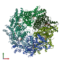 PDB entry 3j94 coloured by chain, front view.