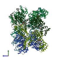 PDB entry 3j94 coloured by chain, side view.