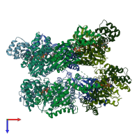 PDB entry 3j94 coloured by chain, top view.