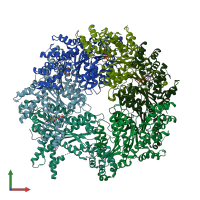 PDB entry 3j95 coloured by chain, front view.