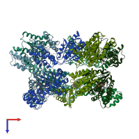 PDB entry 3j95 coloured by chain, top view.