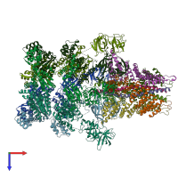 PDB entry 3j96 coloured by chain, top view.