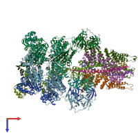 PDB entry 3j97 coloured by chain, top view.