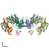 PDB entry 3j9b coloured by chain, front view.