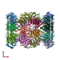 PDB entry 3j9i coloured by chain, front view.