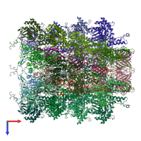 PDB entry 3j9q coloured by chain, top view.