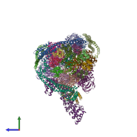 PDB entry 3j9t coloured by chain, side view.