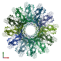 PDB entry 3ja7 coloured by chain, front view.