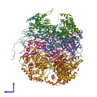 PDB entry 3ja8 coloured by chain, side view.
